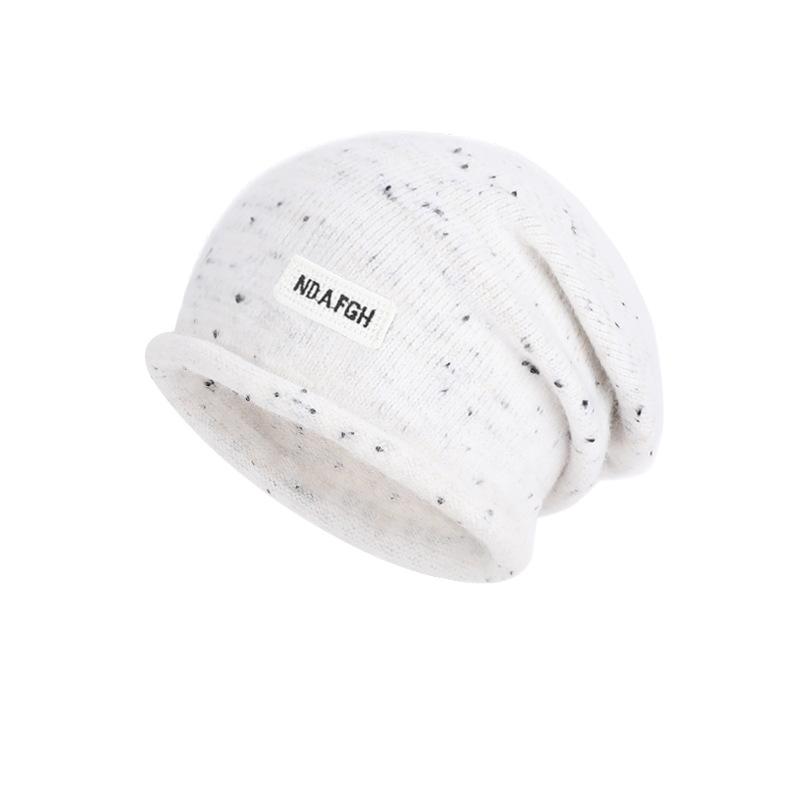 Curled head hat women's autumn and winter outdoor warm ear protection knitted wool hat showing face small versatile pile hat