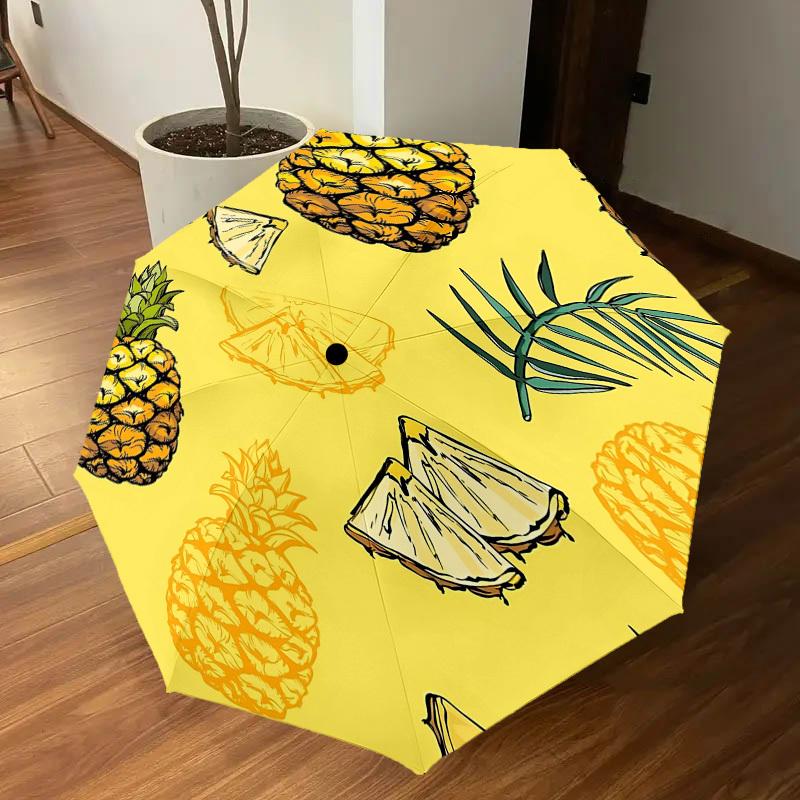 1pc Pineapple Fruit Automatic Open/Close Umbrella Compact Folding Umbrella with 8-Rib Shaft for Women/Men, Elegant Birthday1139S