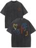 Vintage Washed Double Sided Print T-Shirt, Graffiti Cross Heart And Letter Graphic Crew Neck Casual Cotton Short Sleeve Top