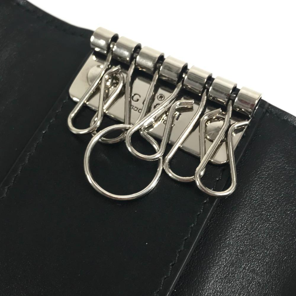 Gucci 625565 GG Embossed Logo 6P Keys with Key Ring  Key Case Leather Black