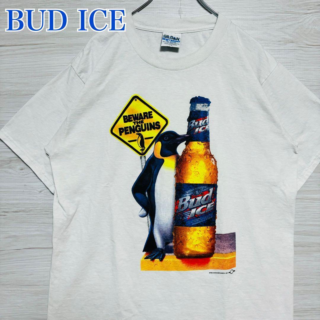 

[USED] Hard-to-find Bud Ice T-shirt, size L, imported from overseas, penguin design