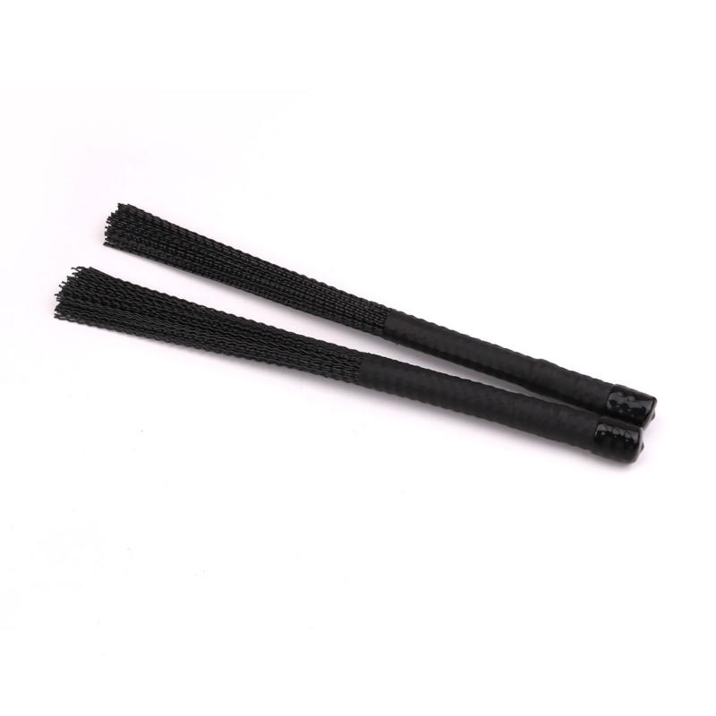 2pcs Jazz Drum Brushes Retractable Nylon Bristle Drum Sticks Percussion Drumsticks Musical Accessories for W/ Rubber Han