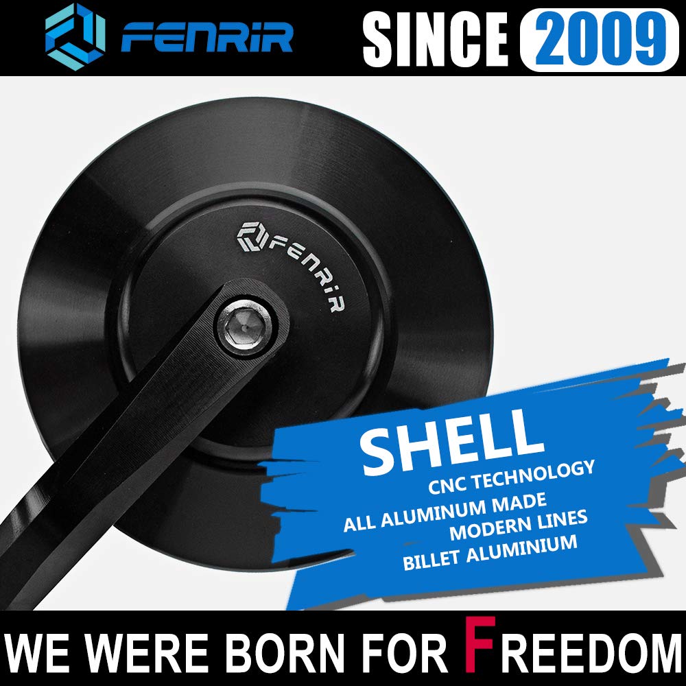 FENRIR Czarny Motocyklowy Ciężarek Kierownicy Retro CNC Anodowany Niebieski Szeroka Krzywizna R1200 nie spełnia kontroli pojazdu Lusterka, Aluminium, Antyodblaskowe, Lusterko, Kąt,