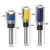3pcs 1/4 Inch Flush Trim Router Bits Pattern Template Router Bit Set Woodworking Top Bearing