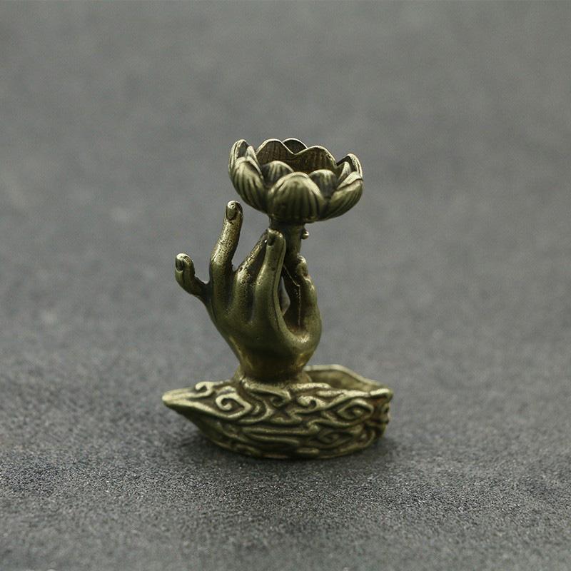 1PC Lotus Weihrauch Brenner Buddha Hand Desktop Ornament Messing Wohnkultur Rückfluss Weihrauch Halter