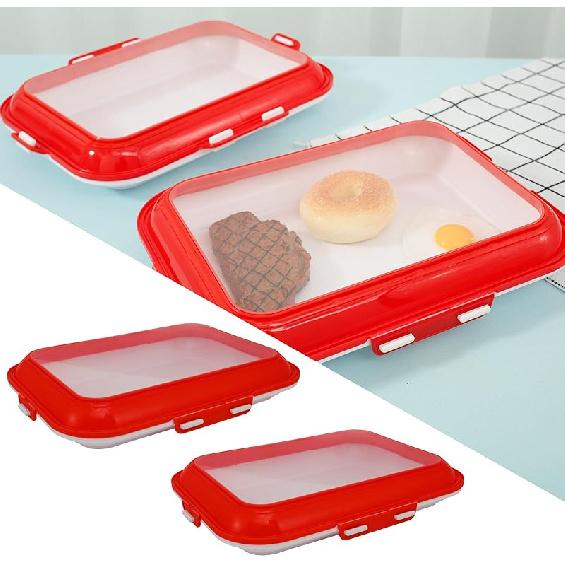 2Pcs Food Preservation Trays, Food Storage Container with Reversible Stretch Lid, Vacuum Food Storage Trays, Stackable Food Fresh Storage Tray,