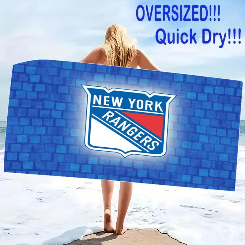 New York Rangers Logo Print Beach Towel, Large Soft Quick Dry Towel for Beach Camping Swimming