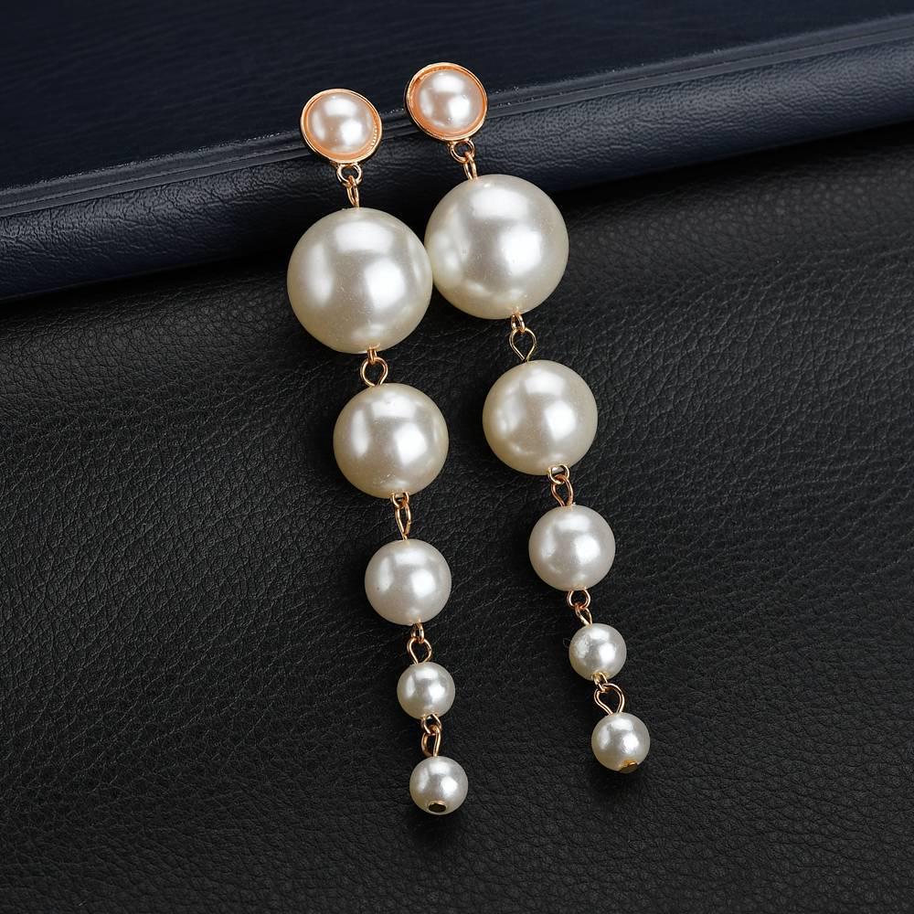 Trendy European & American-Style Imitation Pearl Pendant Earrings for Women