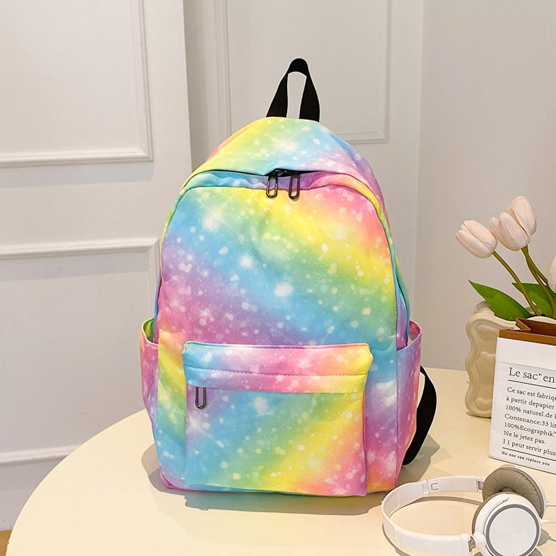

Back To School Season Cute Cartoon Backpack Multi-Pocket Quilted Nylon Shoulder Bag Large Capacity Zipper School Bag For Daily