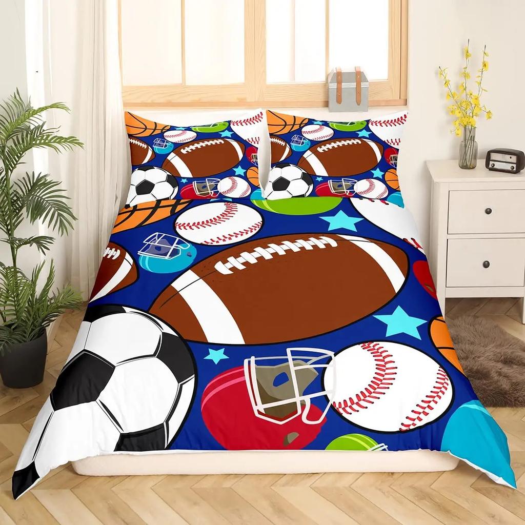 3D Baseball Bedding Set Sports Bedroom Decor Duvet Cover Sets With Pillowcases Sport Baseball Themed Sports Fans Essential Gifts