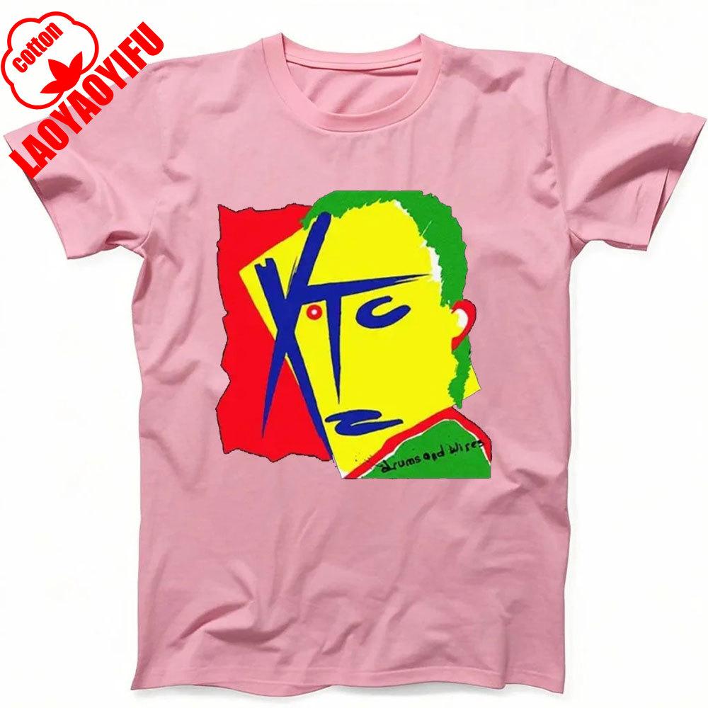 XTC Drums and Wires New Wave Rock Music Gift Black T Shirt Fashionable and Casual Combed Cotton Short Sleeved Round Neck T-shirt