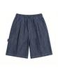 Noming Denim One-Pleat Strap Wide Bermuda Shorts - Blue