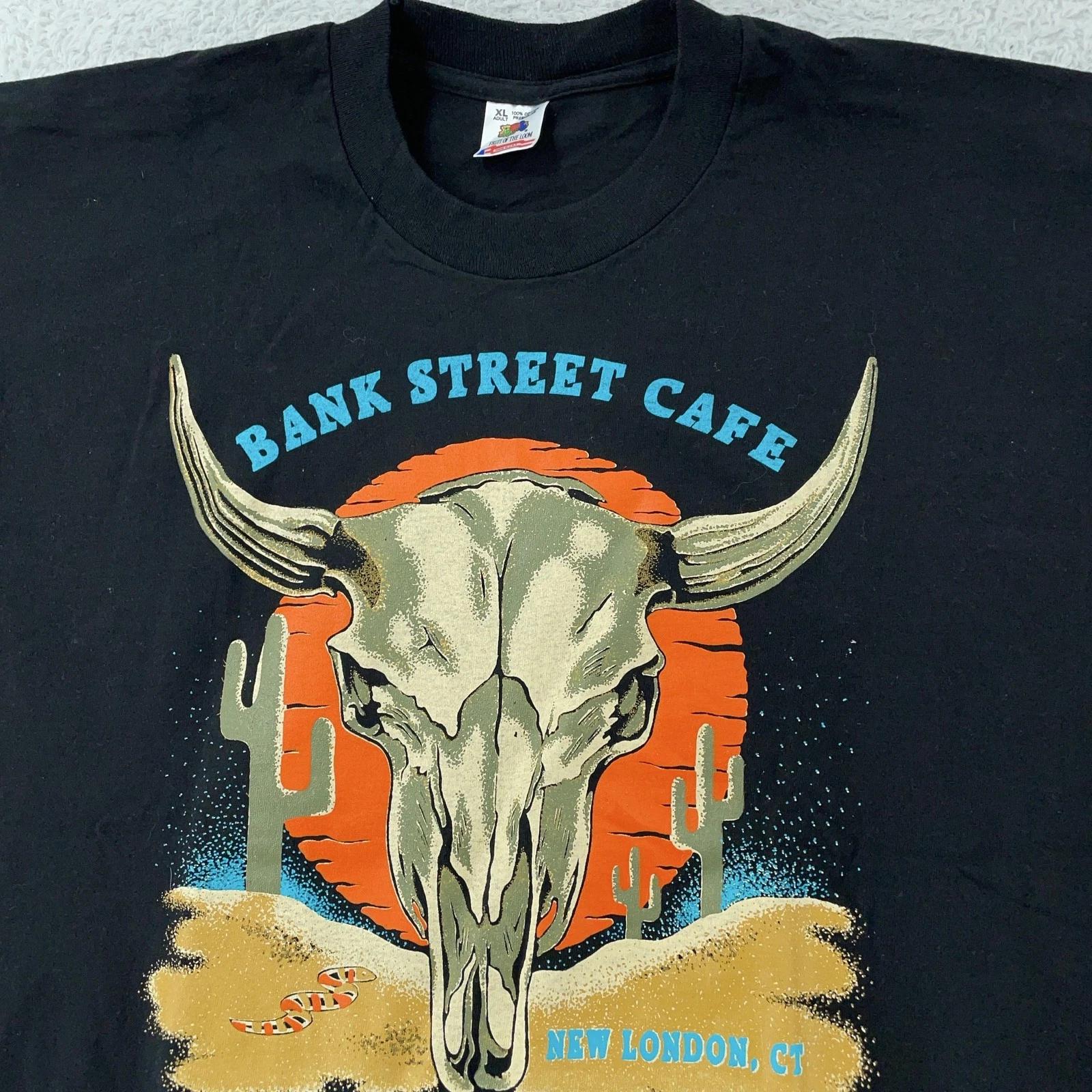 Vintage Bank Street Cafe T-Shirt Large/XL Restaurant New London Connecticut 90s S