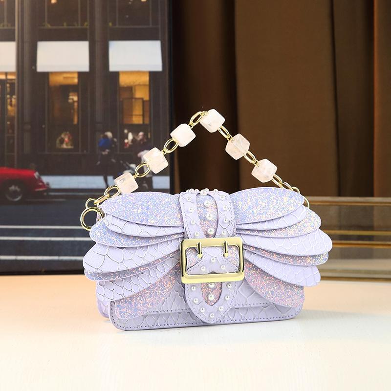 European and American Fashion Rivet Pearl Wing Bag Trendy Handbag Acrylic Chain Bag Crossbody Bag Butterfly Dragonfly Bag