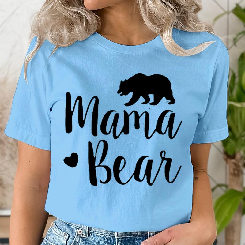 

Женская футболка с принтом «Мама-медведица», милые графические футболки, повседневная футболка с коротким рукавом, черная, с круглым вырезом, футболки в стиле харадзюку, топ для мамы в стиле Y2k 4XL
