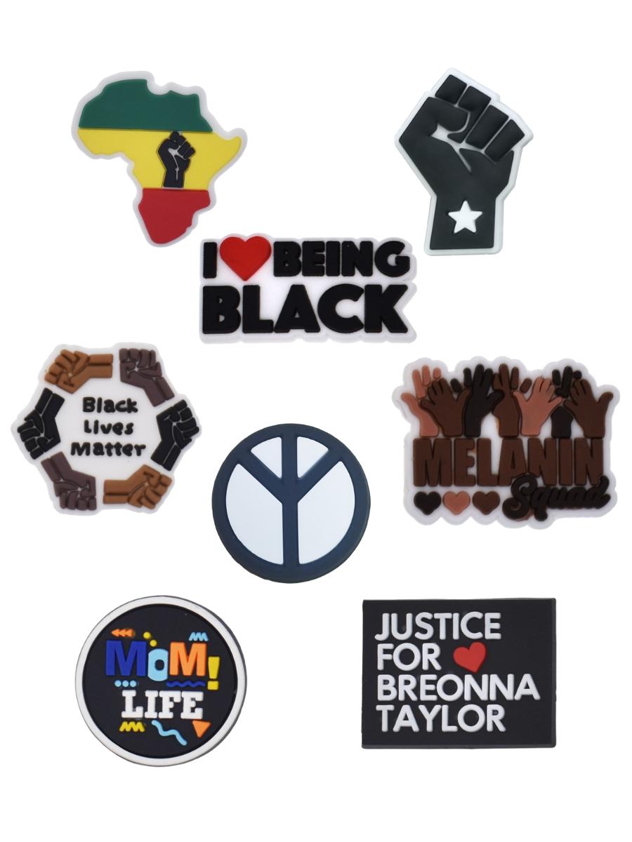

Джибитсы Black Lives Matter права афроамериканцев Jibbitz 8 шт аксессуары крокс украшение різнокольоровий