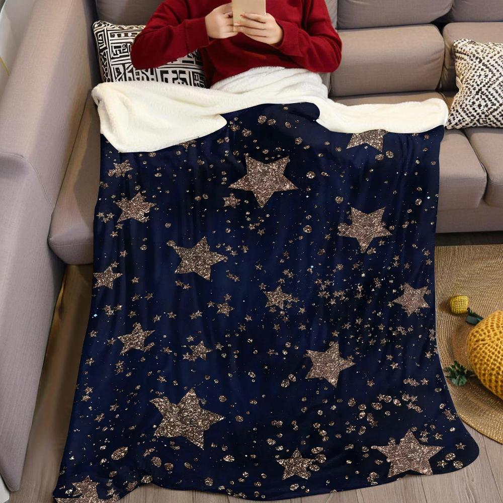 Vergoldete Sternennacht Flanelldecke Warm Weich Halloween Weihnachten Sofa Warm Gemütlich Dekoratives Dekor Geschenk für Alle Jahreszeiten
