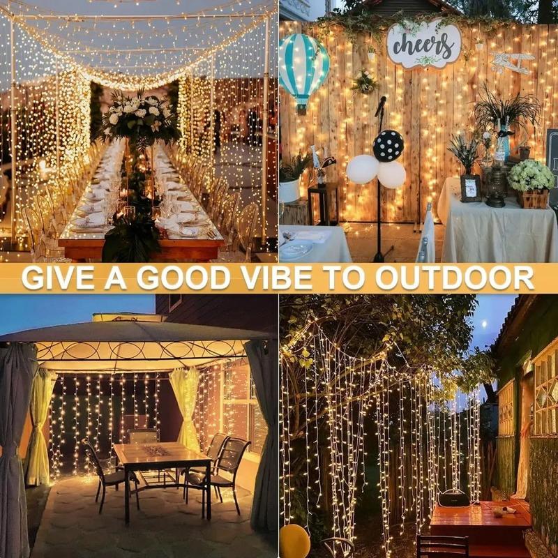 3/6M Solar Curtain Lights Wedding Decor LED Solar Outdoor Fairy Lights 8 Modes Bedroom Window Patio Garden Holiday Decorative