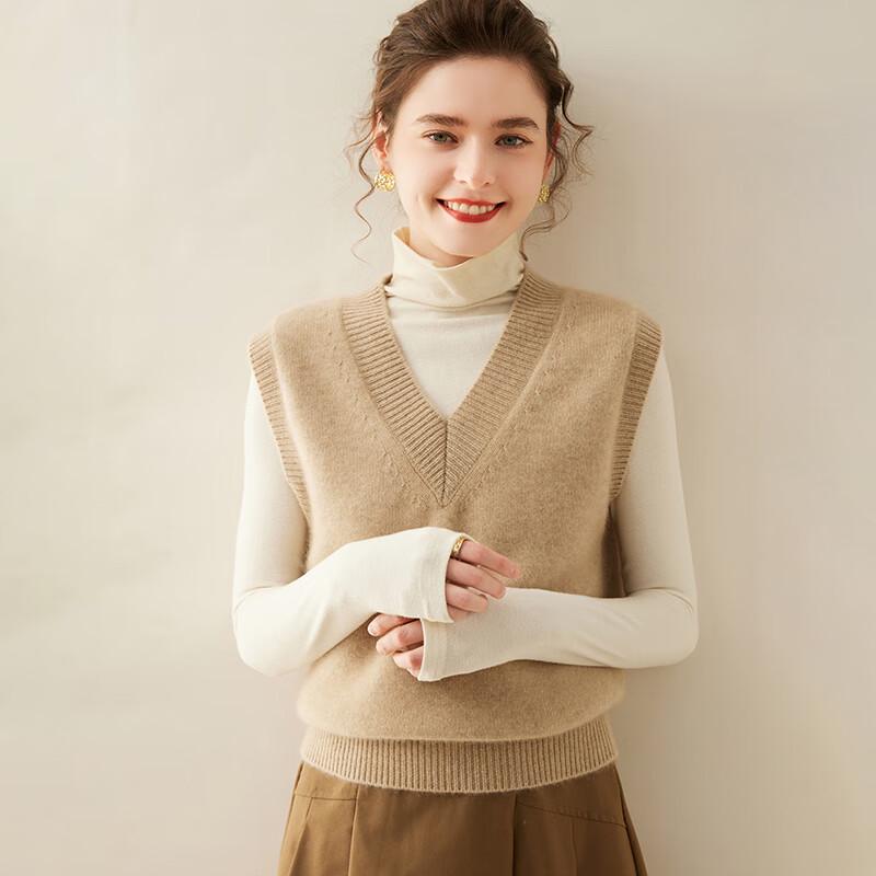 Fanzhen Women's Cashmere Blend Sleeveless V-Neck Knit Vest