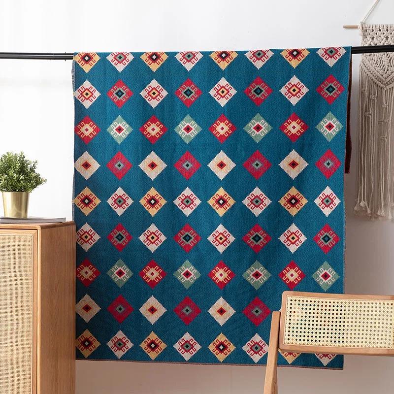 Ethnic Style Fabric Geometric Pattern Yarn Dyed Washable Jacquard Fabric for Home Textile DIY Sewing Background Decoration Cloth