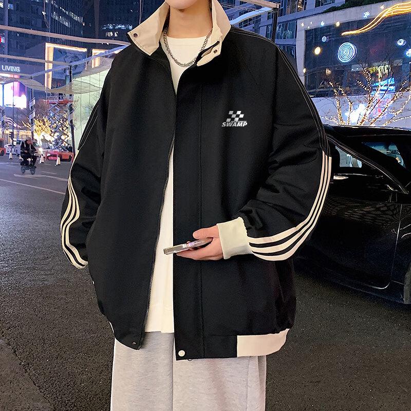 SWAMP AREA Unisex Retro Patchwork Baseball Workwear Jacket