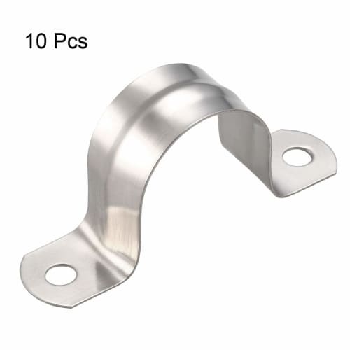 uxcell Saddle Bands, Pipe Fixing Brackets, 10-Piece Set, 32mm, 2-Hole, U-Shaped, 304 Stainless Steel, for Single Tube Pipes, Silver