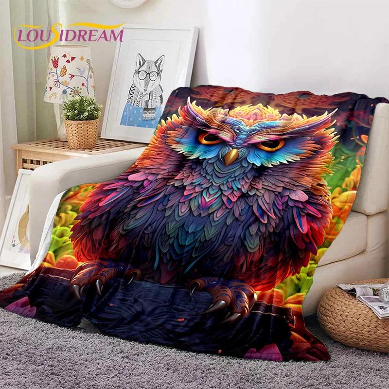 Cute Owl Eagle Birds Cartoon 3D Soft Flannel Blanket for Beds Bedroom Sofa Picnic,Throw Blanket for Cover Outdoors Leisure Gift