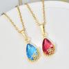 Star Same Water Drop Necklace Female Court Retro Personalized Inlaid Crystal Pendant Collarbone Chain Jewelry