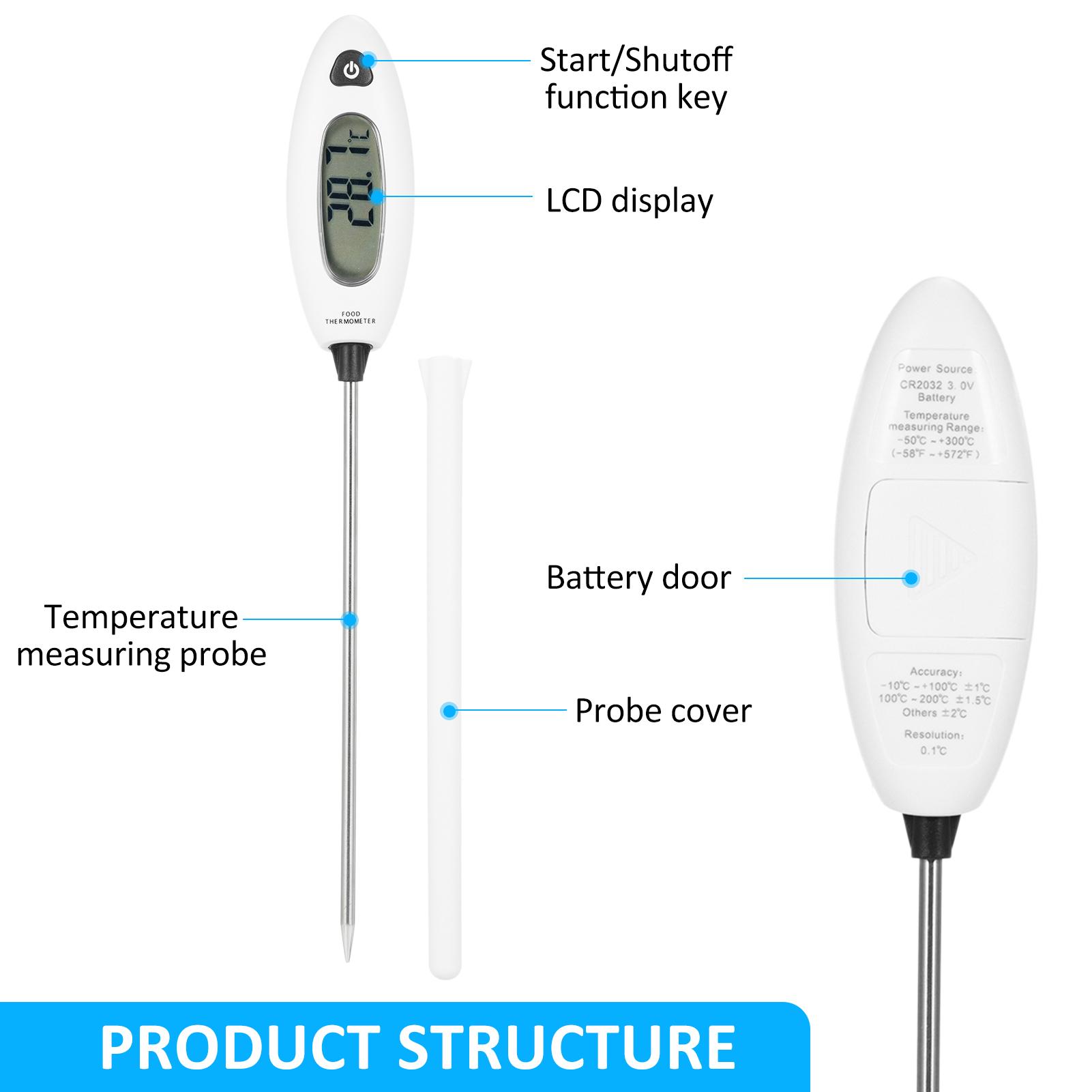 

GM1311 Food Thermometer Instant Read Digital Meat LCD Food Thermometer With Temperature Lock, Max Min Measurement, белый