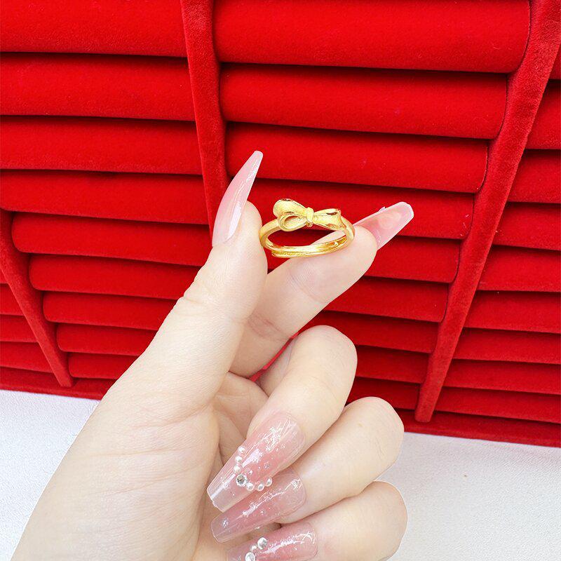 Exquisite Sand Gold Open Ring for Women: High-End Niche Design, Light Luxury Style, Long-Lasting Color, Imitation Gold.