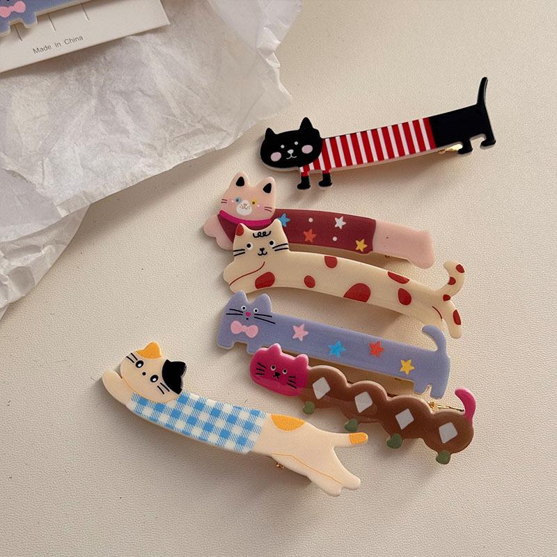 3PCS Cute long cat duckbill hair clip sweet girl heart bangs clip new Japanese and Korean cartoon headwear hair accessories for women