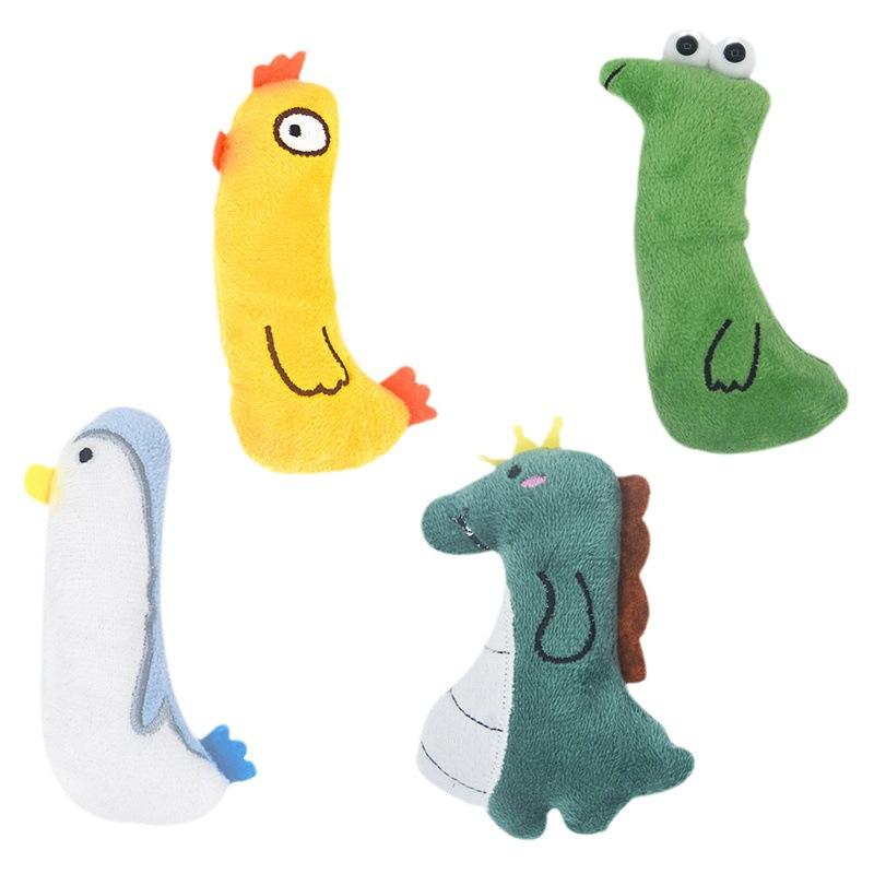 Catnip Plush Toy Cartoon Penguin Dinosaur Cobra Rooster Crowing Paper Mint Plush Cat Toy