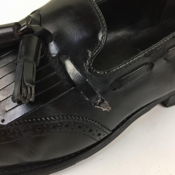 80er-90er Vintage NUNN BUSH Goodyear rahmengenäht Quasten-Loafer Schwarz Größe 9.5D 27.0 Leder(GEBRAUCHT)