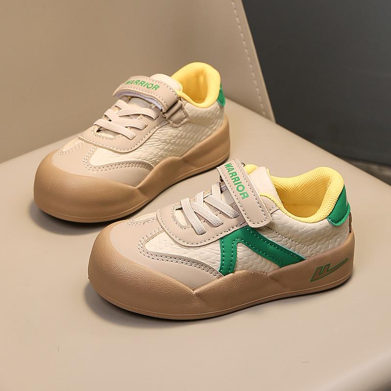 Warrior Synthetic Leather Fabric Sports Casual Everyday Versatile Fashion Simple Non-Slip Wear-Resistant Lightweight Low-Top Kids Sneakers WZTH-173111