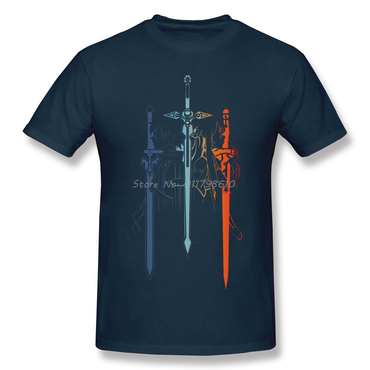 

High Quality O-Neck Cotton Kirito And Asuna Form Sword Art Online T-shirt Sword Art Online Anime Men Tee Streetwear Harajuku 4XL
