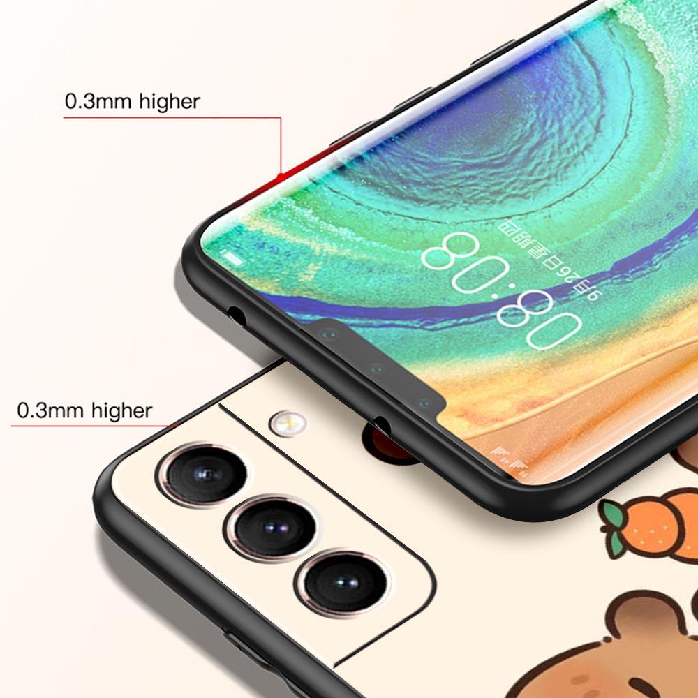 Cartoon Capybara Phone Case For Samsung Galaxy S26 Ultra S25 Plus S24 FE S23 S22 5G S21 S20 Cover Black Soft