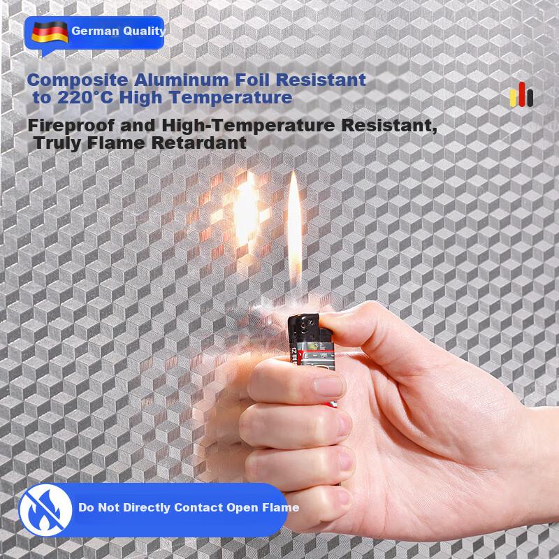 Washi Kitchen Oil-Proof Sticker High-Temperature Resistant Waterproof Aluminum Foil Self-Adhesive Thickened Cube Grid 10*0.6m
