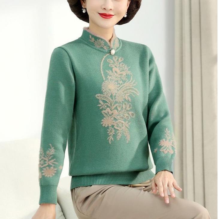 Autumn Winter Women's Mink Fleece Sweater Loose Plus Size Sweater Embroidered Pullover Fleece Thickened Knit Tops