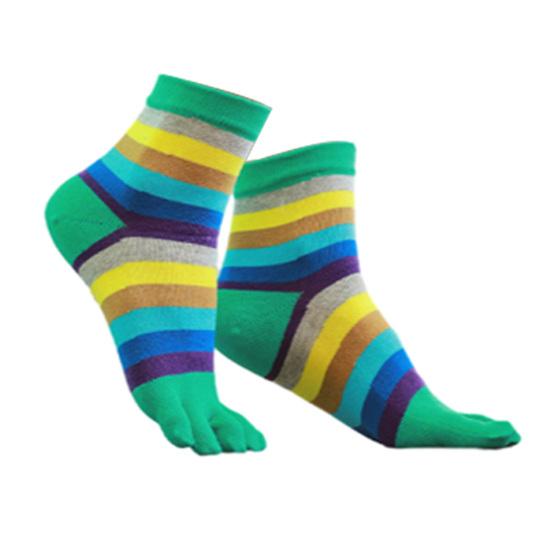 

1 Pair Women Colorful Striped Toe Socks Breathable Arch Support Mid-calf Socks Non-slip Moisture Wicking Compression Socks зелёный