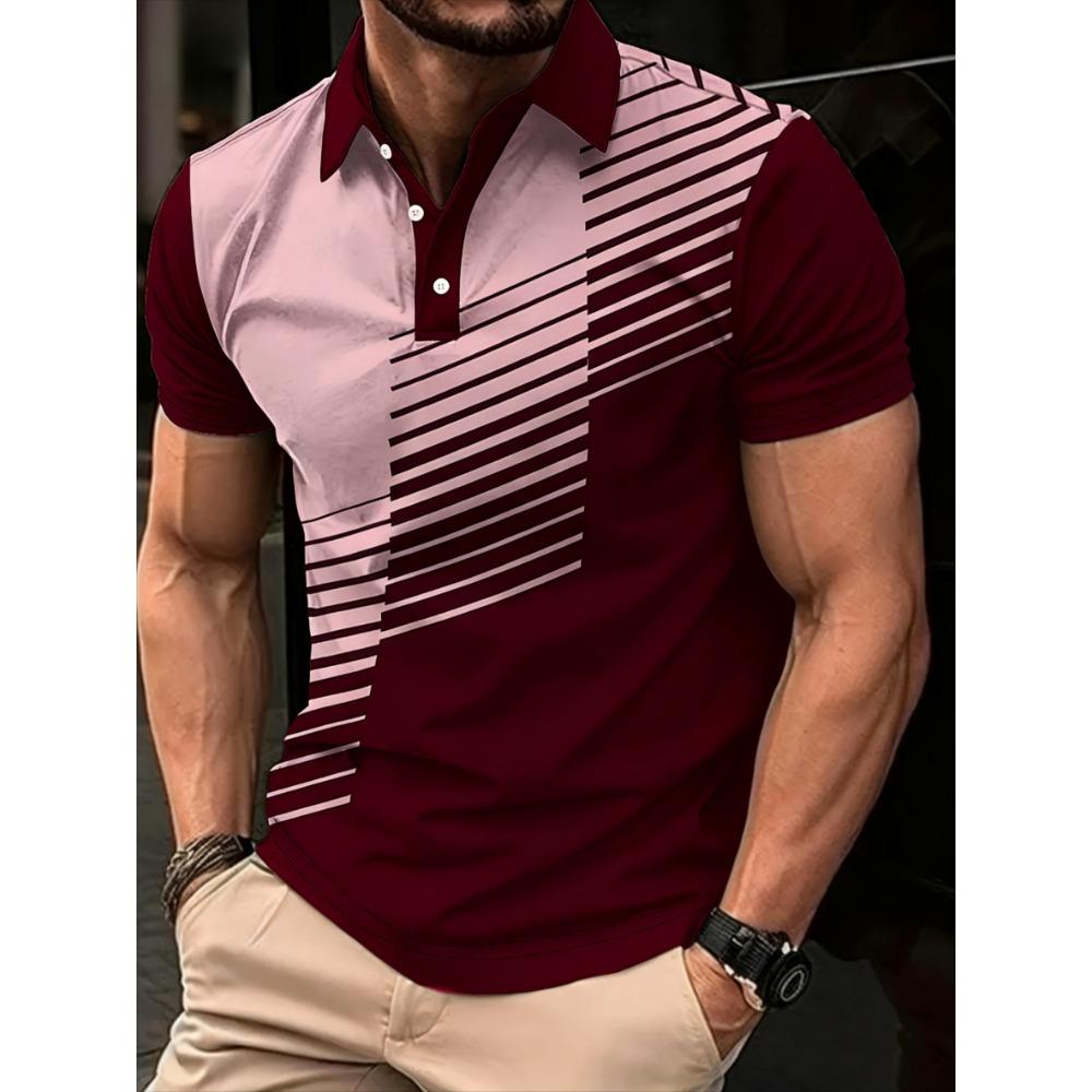 Men's Fashionable Color-block Shirt, Casual Short-sleeved Golf Shirt - Suitable for Comfortable Summer Sports and Casualoutings.