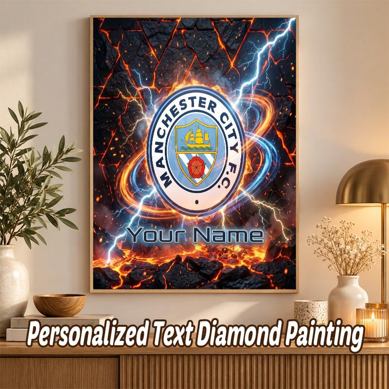 Manchester City Individualus Pavadinimas Tekstas 5D Deimantinės Tapybos Rinkinys PASIDARYK pats Pilnas Gręžimas Deimantinės Meno Dekoras