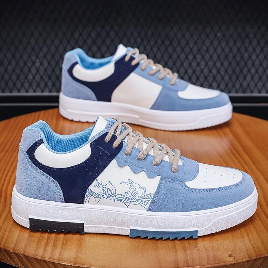 

2025newMen s Sneakers Flat Student ShoesBreathable Fashion Lace-Up Sneakers Men s Comfort Sports Jogging Shoes Zapatillas Hombre 44 небесно-голубой