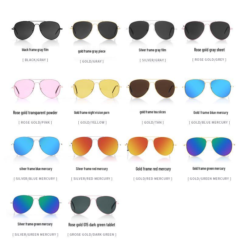 In-Stock Unisex Pilot 3026 Metal Aviator Sunglasses with Aluminum Frame and Spring Legs