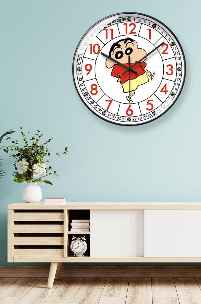 Shin-chan Cartoon Wall Clock: Stylish, Silent, Radio-Controlled for Living Room