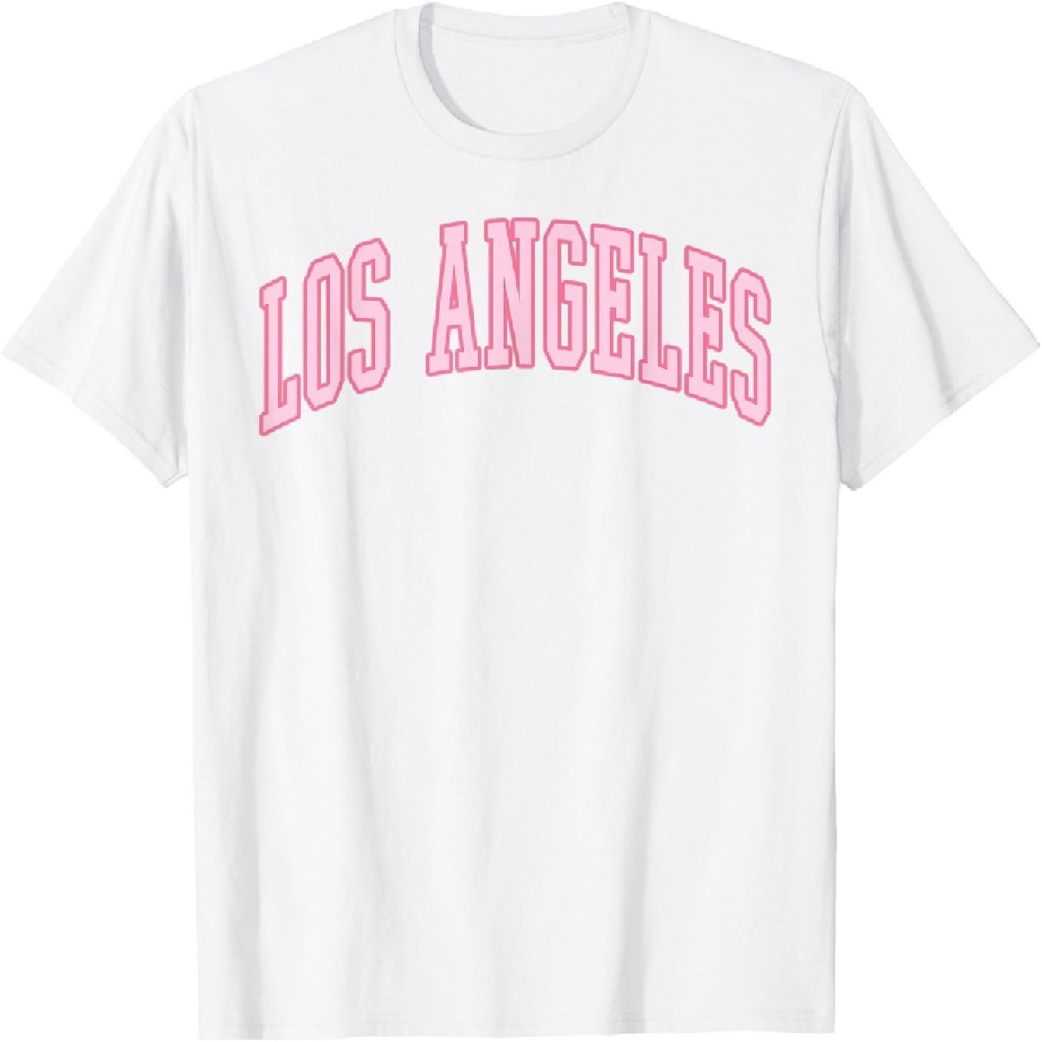 Los Angeles Vintage Preppy Varsity Pink Sports T-Shirt S