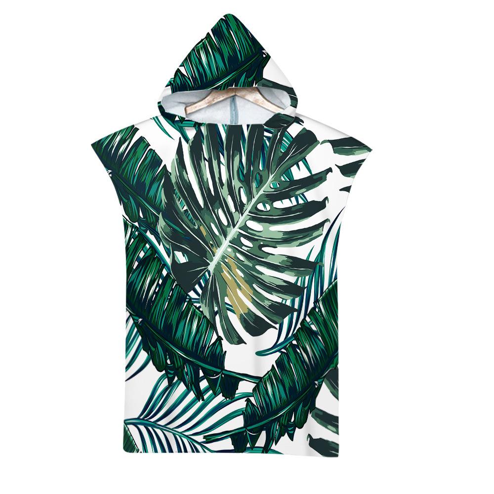 Leaf Microfiber Beach Towel Quick Dry Hooded Cloak Wetsuit Towels Adult Kids Parent-Child Poncho Bathrobe For Swim Surf