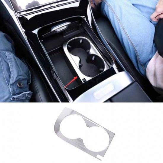 For Benz C-Class W206 Frame Trim -23 Silver Steel Central Console Water Cup