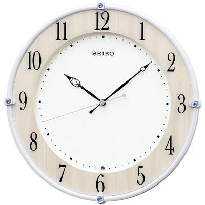 Clock KX242B Natural Radio-Controlled Analog Wall Clock with Maple Wood Grain, Dimensions: 30.7 X 30.7 X 4.9 Cm