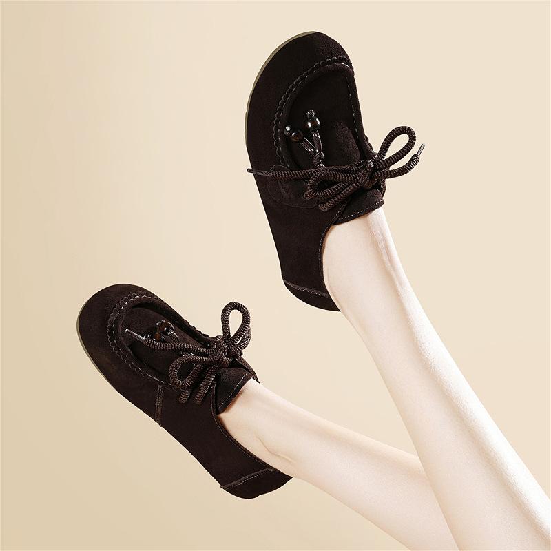 Leather casual sports autumn and winter new bag head Birkenstocks loafflow comb beaded retro shoes women s 35