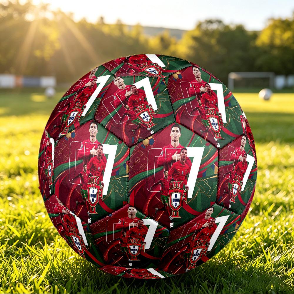 Portugalsko Fotbalový Potisk Velikost 5 Fotbalový Míč Odolný proti Opotřebení Standardní Fotbalový Míč pro Trénink Dospělých Dárek pro Fanoušky pro Vnitřní Venkovní Zápas Sport
